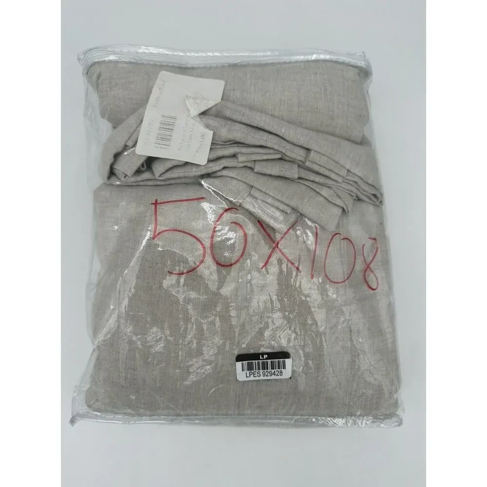 Pottery Barn 3-in-1 Pole Top Belgian Flax Linen Curtain Blackout Lining 50x108”